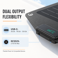 Nouveau panneau solaire portable flexible 40W 2026, design pliable, efficacité 23%, noir, double ports de sortie, affichage numérique, personnalisable