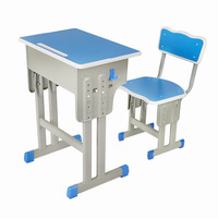 Ensemble bureau et chaise pour étudiant, réglable en hauteur, en MDF, plateau vert, mobilier scolaire, structure métallique, table et chaise de classe