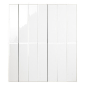 Piastrella in ceramica bianco puro lucido 7,5x30 per cucina e bagno - Product Image 1