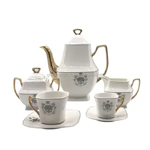 2020 OEM Design Decal Saudi Arabia Tea And Coffee Set Ceramic Porcelain New Bone china 15pcs Tea Set