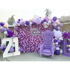 Amina Craft Customized white and purple wedding party decoration flower wall background