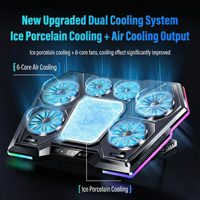 Support de refroidissement pour ordinateur portable de gaming USB RGB avec ventilateur, 11-17,3 pouces, en aluminium et plastique, refroidissement par air, six ventilateurs - Produit en stock