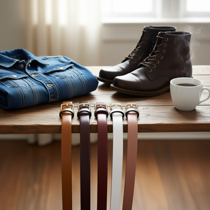 Cintura in Vera Pelle 2,3 Cm con Fibbia Ovale Reversibile a Doppio Lato, Casual e alla Moda per Uomo e Donna - Product Image 3