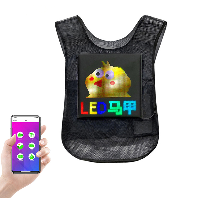 Wearable Full Color Led Display Vest Clothing Advertising Light Vest Street Walking Marketing Professional Led Matrix Vest