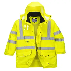 BOWINS 7-in-1 Traffic Jacket High Visibility Yellow Includes Inner Jacket Fleece Vest Detachable Sleeves