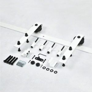 Modern Super Mini 4FT Double Door Sliding Barn Hardware Brown/Custom Steel Brass Roller Rails Screw TV <b>Stand</b> Closet Cupboard - Product Image 3