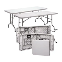 Tables pliantes rectangulaires portables en plastique blanc de 72 pouces (6 pieds, 180 cm) pour événements et mariages, disponibles en 4 pieds, 5 pieds et 6 pieds