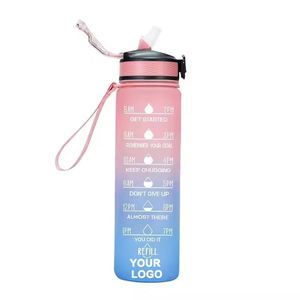 Promotion Corporate Activity Business Gift Sports Straw Custom Logo Printed 32 oz <b>Plastic</b> Water Bottle for Gifts - Product Image 1