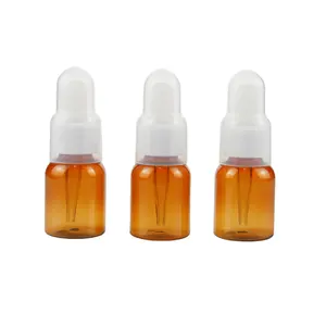 Leerer runder 25 ml 35 ml 50 ml bernsteinfarbener kosmetischer Attar Ätherisches Öl Parfümbehälter Kunststoff Haar-Serum Ölflasche mit Tropfflasche