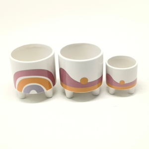 Maceta de Porcelana <span class=keywords><strong>Europea</strong></span> Moderna, Grande, Transpirable y Versátil, con Diseño Minimalista de Dibujos Animados y Plantas Verdes, Personalizable - Product Image 3