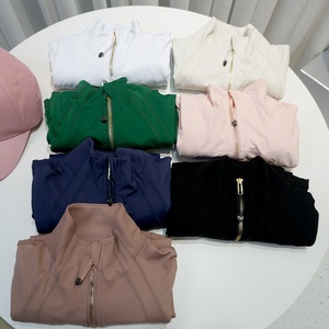 Chaqueta Deportiva de Yoga para Mujer, Delgada y Moldeadora, de Spandex/Nylon, Color Oro Rosa, Tercera Generación, Sin Malla, Cuello Alto, Absorbe el Sudor - Product Image 1