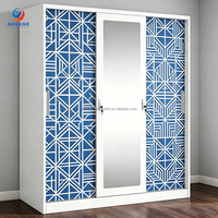 Armoire de chambre minimaliste en acier à trois portes, armoire métallique détachable, anti-humidité, pour hôpital et école, coffre-fort