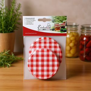 Einkochwelt Twist Off Lid, lot de 3, 82 mm, motif à carreaux rouges, pour le stockage en bocal - Product Image 3