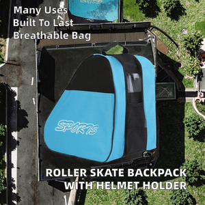 Mochila Deportiva Azul y Negra de Nailon 600D, Capacidad de 30-40L, Diseño Ventilado para Almacenamiento de Patines y Casco - Product Image 2
