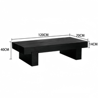 Table basse moderne minimaliste en chêne massif, portable, noir mat, profil bas, style nordique, meubles de salon