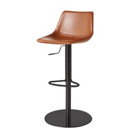 [En stock] Chaise de bar en cuir nordique, moderne, minimaliste, légère, avec dossier de luxe, pivotante, réglable en hauteur