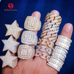 Custom Iced Out Moissanite Hip Hop Ring 925 Sterling Silver Men Diamond Ring Pass Diamond Tester - Product Image 1