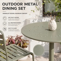 Ensemble bistrot d'extérieur 3 pièces en fer, revêtement en poudre antirouille, mobilier de café pour terrasse, jardin, balcon