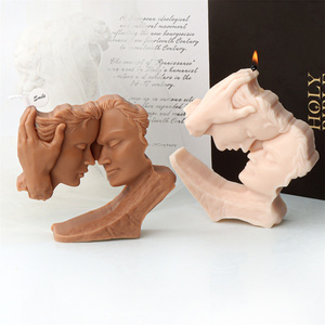 Moule à bougie de luxe en silicone pour cire fondue, motif visages de couple Gémeaux, figurine d'amoureux s'embrassant, cadeau de mariage - Product Image 3