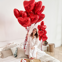 Lot de 10 ballons en aluminium en forme de cœur rouge pour fête à thème mariage, décoration de camping et arrangement festif
