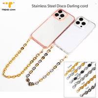 Lanière en acier inoxydable métallique avec logo personnalisé Trend Comm, chaîne dorée, breloque anti-perte, bracelet de poignet de 32 cm de longueur pour iPhone