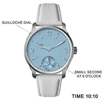 Montre mécanique automatique personnalisée avec logo 9015, 38 mm, acier 316L, saphir, 5 ATM, petite seconde, cadran bleu glacé, montres pour hommes OEM GM0060