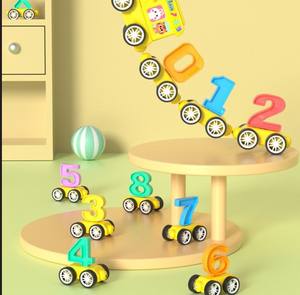 รถไฟแม่เหล็กตัวเลขสำหรับเด็ก ตัวอักษรแม่เหล็ก ของเล่นบล็อกลาก รถของเล่นเสริมพัฒนาการด้านคณิตศาสตร์และการคำนวณสำหรับเด็กเล็ก - Product Image 2