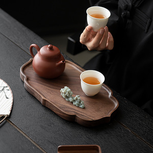 Chinese Style Walnut Wood <b>Tea</b> Tray Irregular Shape Handmade Solid Wood Kung Fu <b>Tea</b> <b>Set</b> Accessory - Product Image 4
