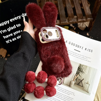 Nouvelle Coque de Téléphone Adorable en Peluche avec Oreilles de Lapin et Queue, pour iPhone 18 17 Pro Max 16 15 14, avec Dragonne Pompon et Housse de Protection
