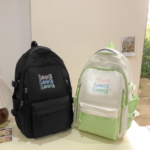 Color Blocked Backpack For Girls 15 Inches Large Capacity School Backpack With Letter Design Lightweight Student Backpack - Product Image 4