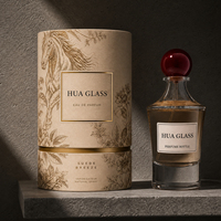Flacon de parfum en verre transparent de luxe, esthétique, 30ml, 50ml, 100ml, à base épaisse, avec couvercle sphérique coloré personnalisé, flacon en verre vide