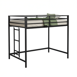 Lit superposé double Db Junior, structure métallique, extensible et réglable, design industriel, noir, mobilier de chambre pour appartement - Product Image 1