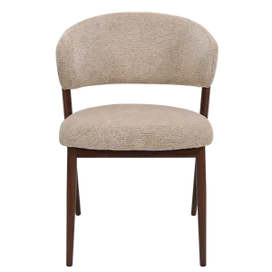 Sedia da Pranzo <span class=keywords><strong>in</strong></span> Bouclé Beige |   Sedia Moderna con Schienale Curvo e Gambe <span class=keywords><strong>in</strong></span> Metallo Effetto <span class=keywords><strong>Noce</strong></span> - Product Image 3