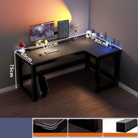 Bureau double en bois style panneau avec étagère d'angle, table de jeu pour mobilier de maison, bureaux informatiques