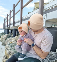 Bonnet en cuir personnalisé pour bébé et maman Chapeaux d'hiver Parent-enfant Bonnets tricotés doux et chauds pour adulte
