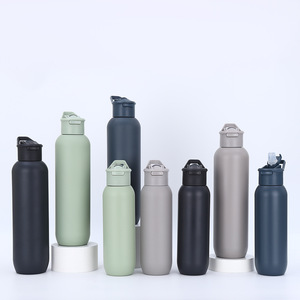 Logotipo personalizado 600ml <span class=keywords><strong>1000ml</strong></span> Frasco de vacío de doble pared Gimnasio Deportes Botella de agua Botella termo de acero inoxidable Tapa de paja con tapa - Product Image 1