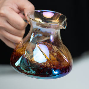 Carafe à café en verre céramique arc-en-ciel irisé au design unique, ensemble de verseuse à café manuelle, cafetière moderne de luxe de 450 ml - Product Image 3