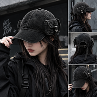 Casquette de baseball unisexe de style cyberpunk, multi-poches, avec boucle métallique réglable, 100% coton, 6 panneaux, de qualité supérieure
