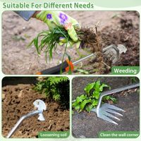 Lot de 3 outils à main de jardin en acier inoxydable coupe-mauvaises herbes grattoirs à joints outil de coupe de pissenlit houe