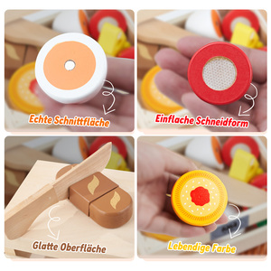 Ensemble de jeu de découpe d'aliments en bois pour enfants, jouet de cuisine d'imitation, jouet de découpe de pain, de viande et de fromage avec rangement, jeu de rôle - Product Image 5