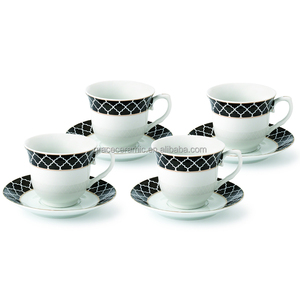 Ensemble de 6 tasses à café expresso en porcelaine dorée, 180ml, style Royal, vaisselle Fine, pour le thé, et soucoupes, avec cuillère - Product Image 3