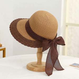 Chapeau de soleil souple à large bord en paille pour l'extérieur, l'équitation, la plage, le pêcheur, les voyages et les loisirs - Product Image 1