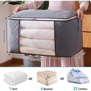 กระเป๋าเก็บของมีซิปขนาดใหญ่หมอนผ้าห่มผ้าห่มมีช่องใสพับเก็บเสื้อผ้า - Product Image 5