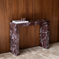 Table console en marbre Rosa Levanto de Cammy Stone - Finition polie moderne, multifonctionnelle pour salon, chambre, bureau, hôtel