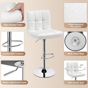 Modern Design Swivel <strong>Bar</strong> <strong>Stools</strong> Adjustable Height Metal Frame Synthetic <strong>Leather</strong> for Home Kitchen Dining Living Room Hotel Use - Product Image 6