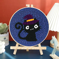 Kit d'aiguille de poinçon de chat noir bricolage Kit de broderie Kit d'aiguille artisanat passe-temps peinture suspendue pour cadeau