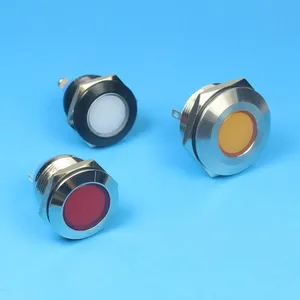 8mm Indicator light LED Metal Pilot light Warning light Car Boat Marin 20cm cable Chrome Finish 12v 24v 110v 220v