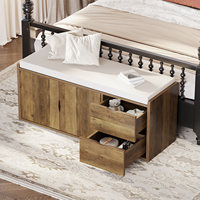 Banc de rangement gain de place pour couloir avec étagère à chaussures, assise rembourrée, organisateur de buanderie, tiroirs coulissants et étagère ouverte