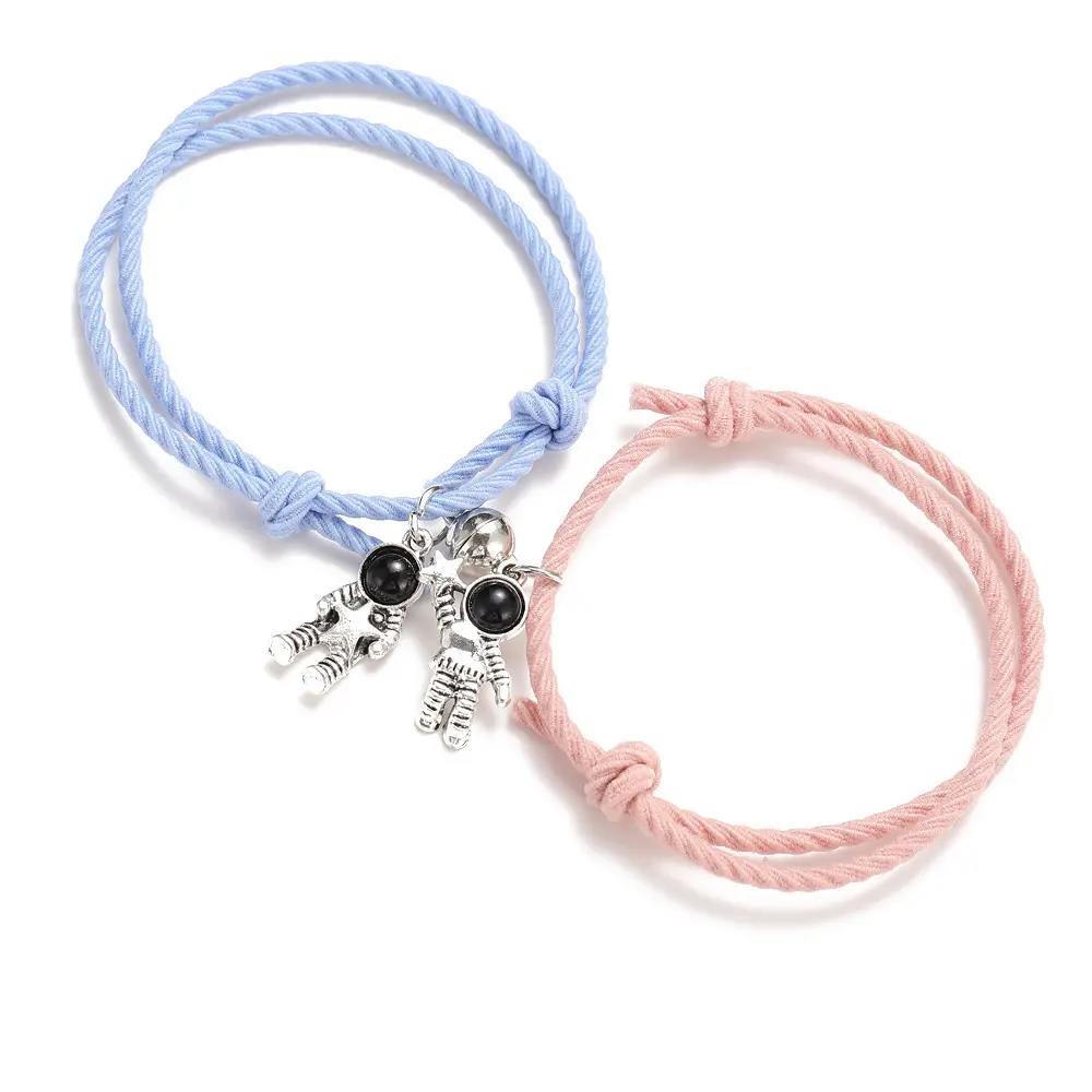 Mode 2 pièces/ensemble Spaceman Dragonne boho Bracelet fermoir magnétique Meilleur Ami multicolore bracelets assortis pour les couples