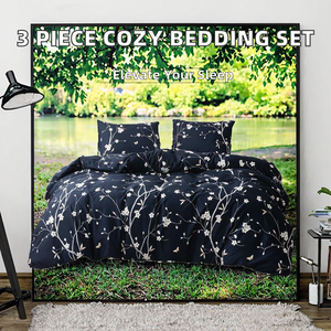 Juego de Ropa de Cama de 3 Piezas, Diseño Simple y de Calidad, Tejido 100% Poliéster, Estampado con Motivos Vegetales, Certificado OEKO-TEX, 300 Hilos, Cómodo para Todas las Estaciones - Product Image 2